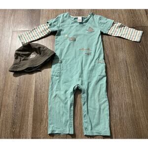 Janie and Jack Whale Romper & Reversible Bucket Hat Set 12–18 Months Baby Boys